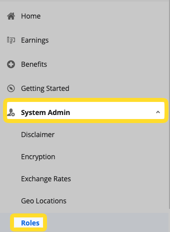 Roles under System Admin