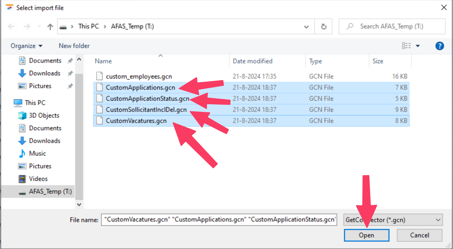 Import the four GetConnector files.