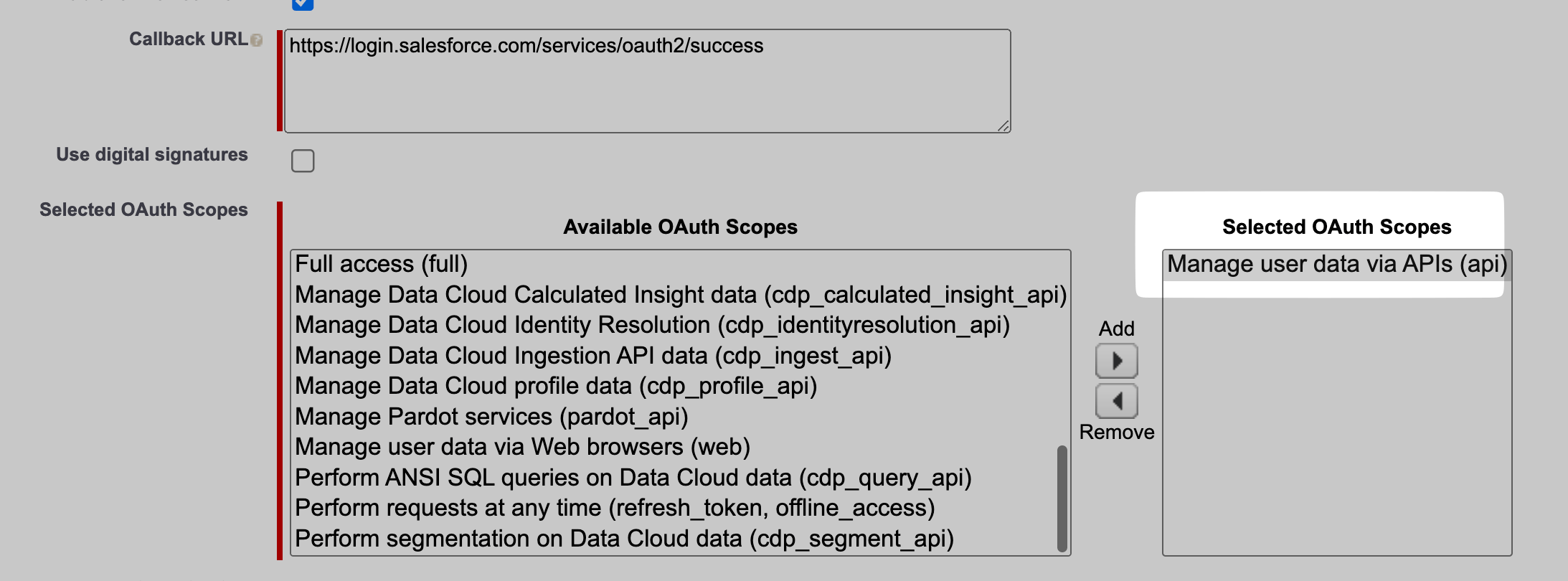 Check the API OAuth scope on the connected app.