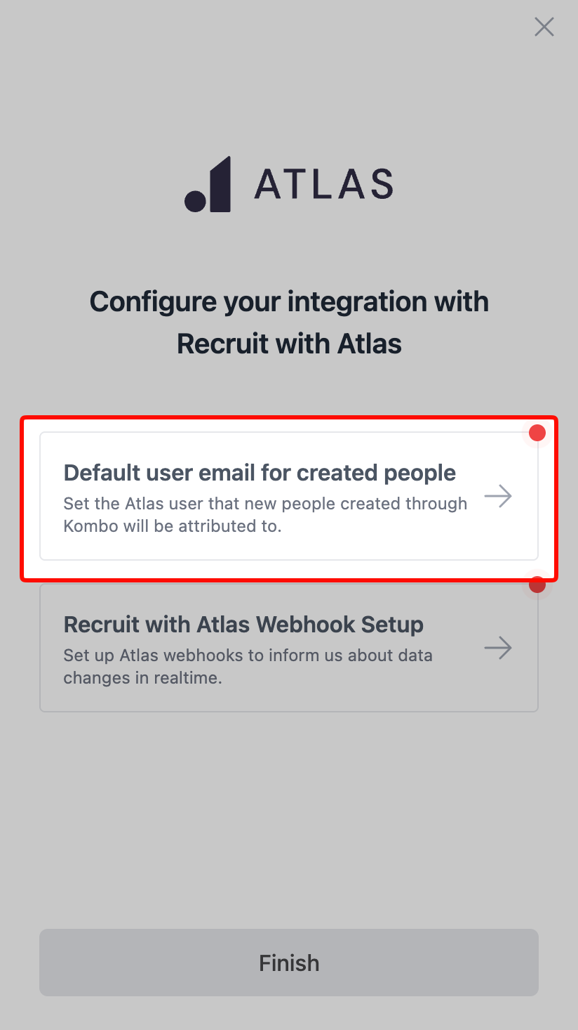 Provide an Atlas user email for candidate creation.
