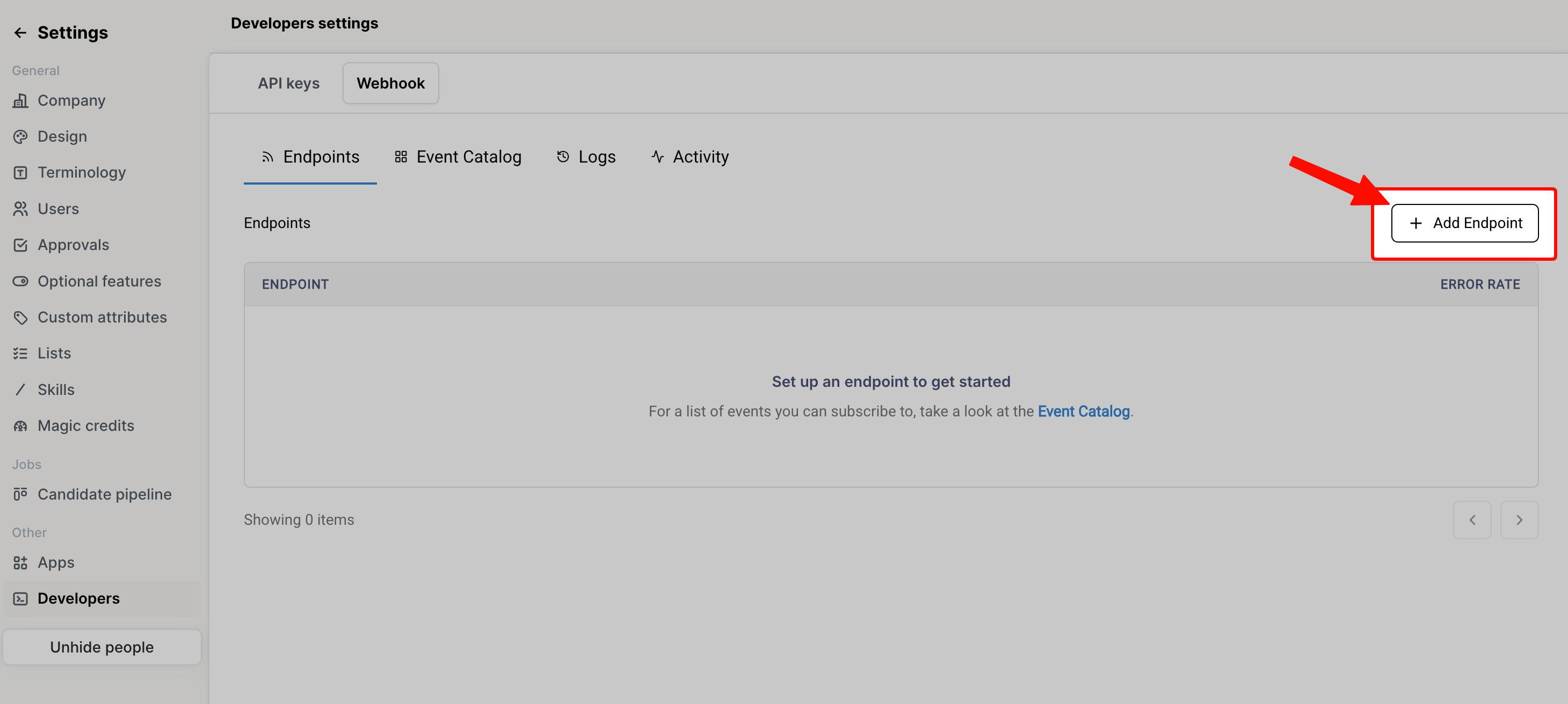Add the webhook endpoint in Atlas.