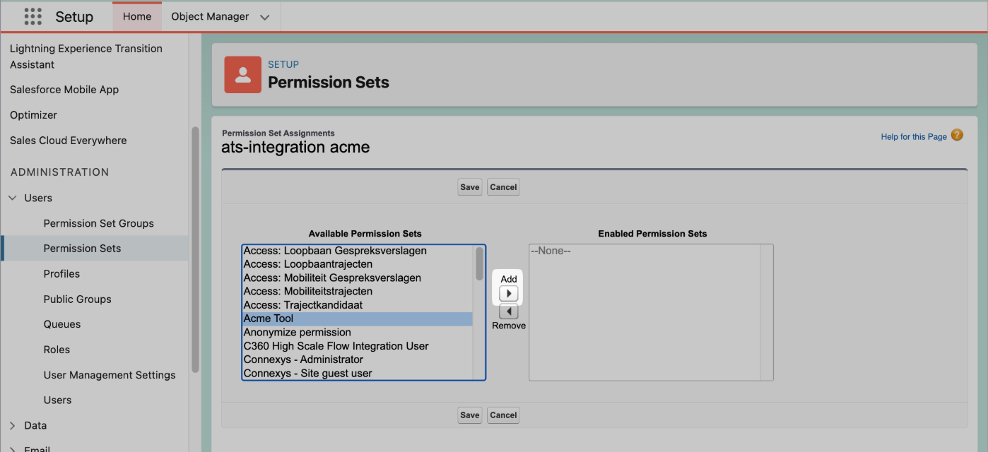 Assign the permission set to the integration user.