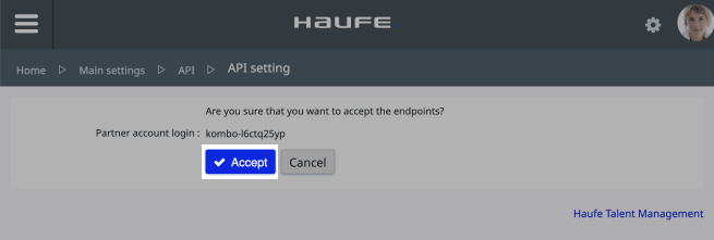 Confirm the API authorization.