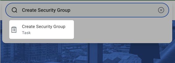 Searching for the Create Security Group task