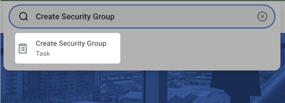 Searching for the Create Security Group task