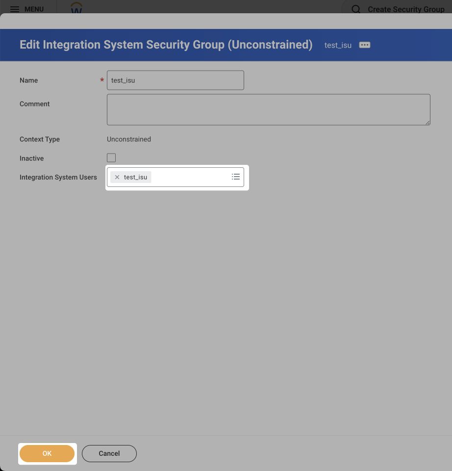 Assigning the ISU to the security group
