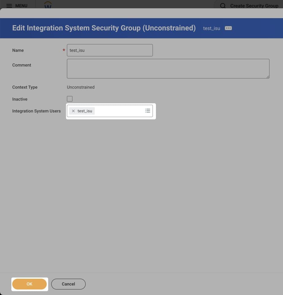 Assigning the ISU to the security group