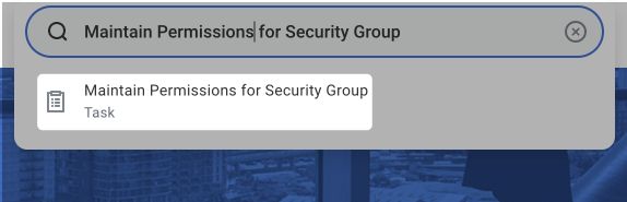 Searching for the Maintain Permissions for Security Group task