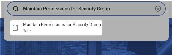 Searching for the Maintain Permissions for Security Group task