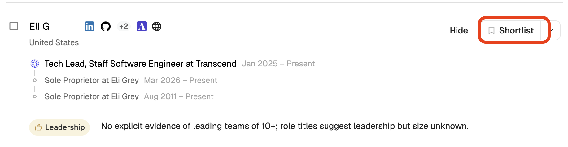 Add To Shortlist From Search Results