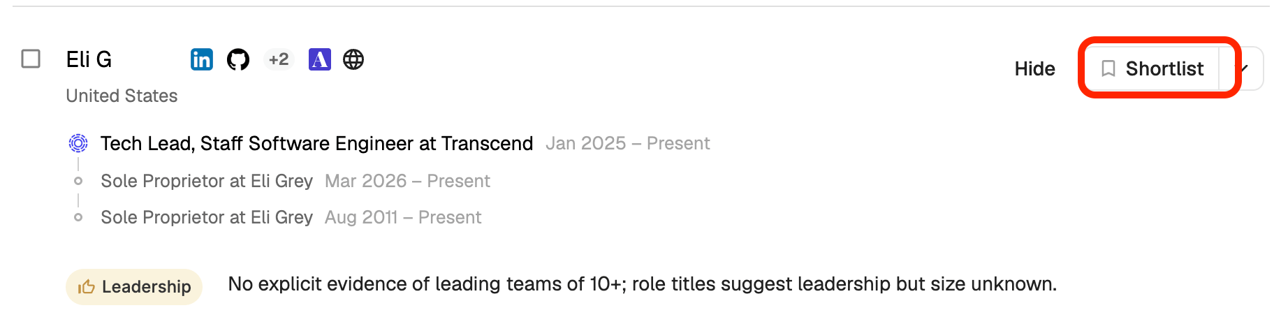 Add To Shortlist From Search Results