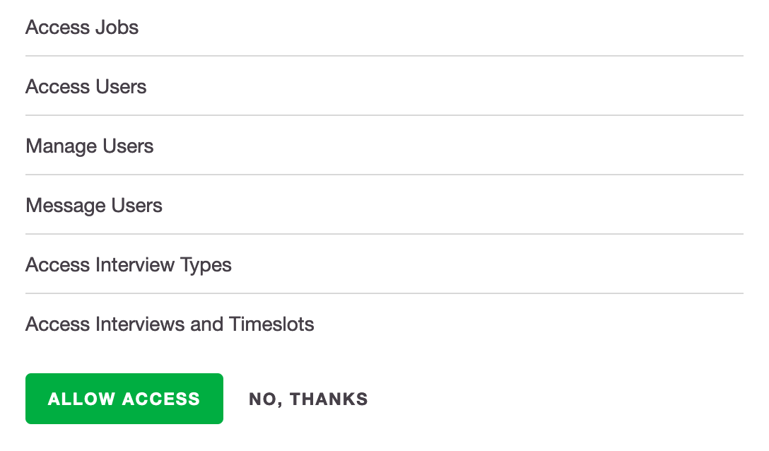 ALLOW ACCESS button on the SmartRecruiters permissions screen