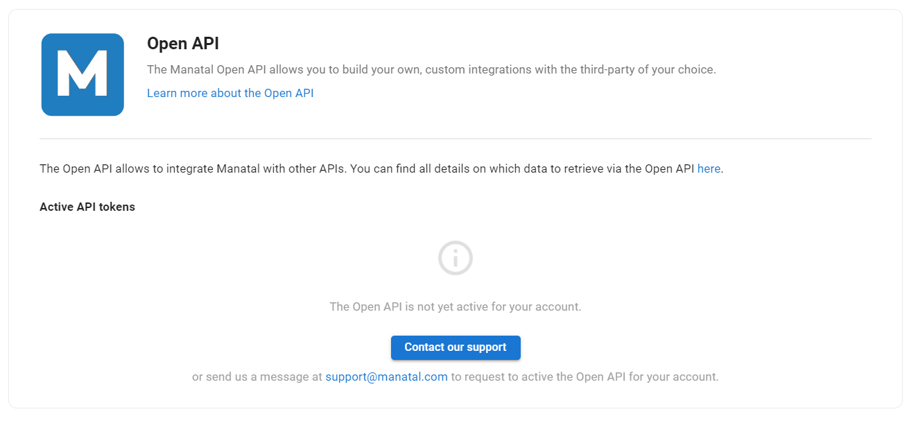 Open API not yet active message