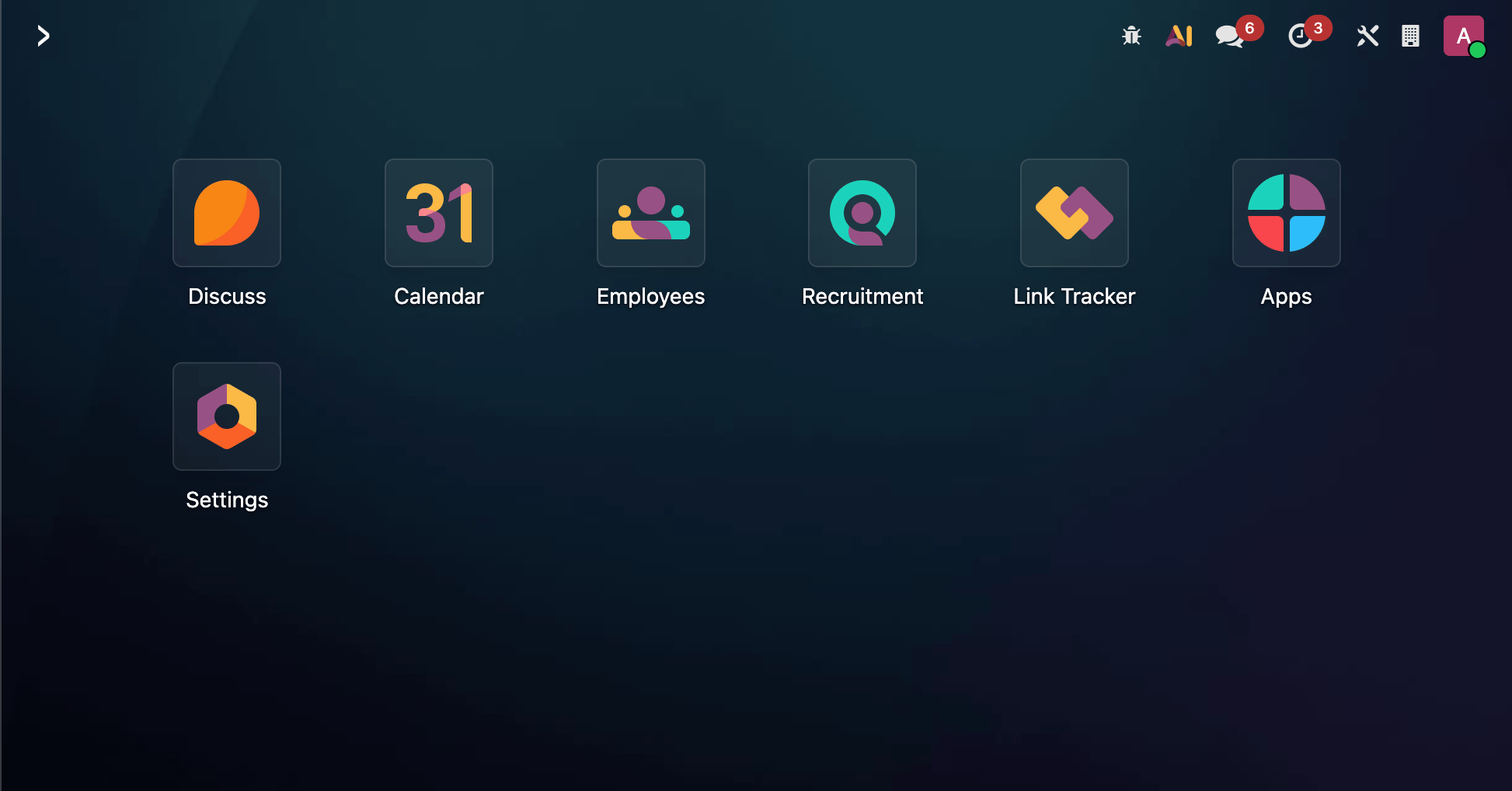 Odoo main menu
