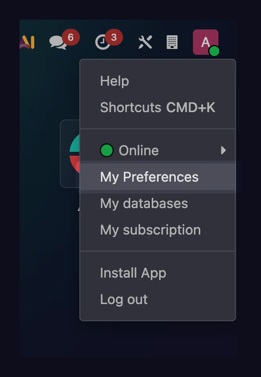 My Preferences option in the Odoo menu