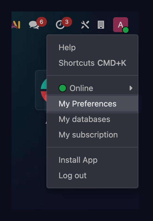 My Preferences option in the Odoo menu