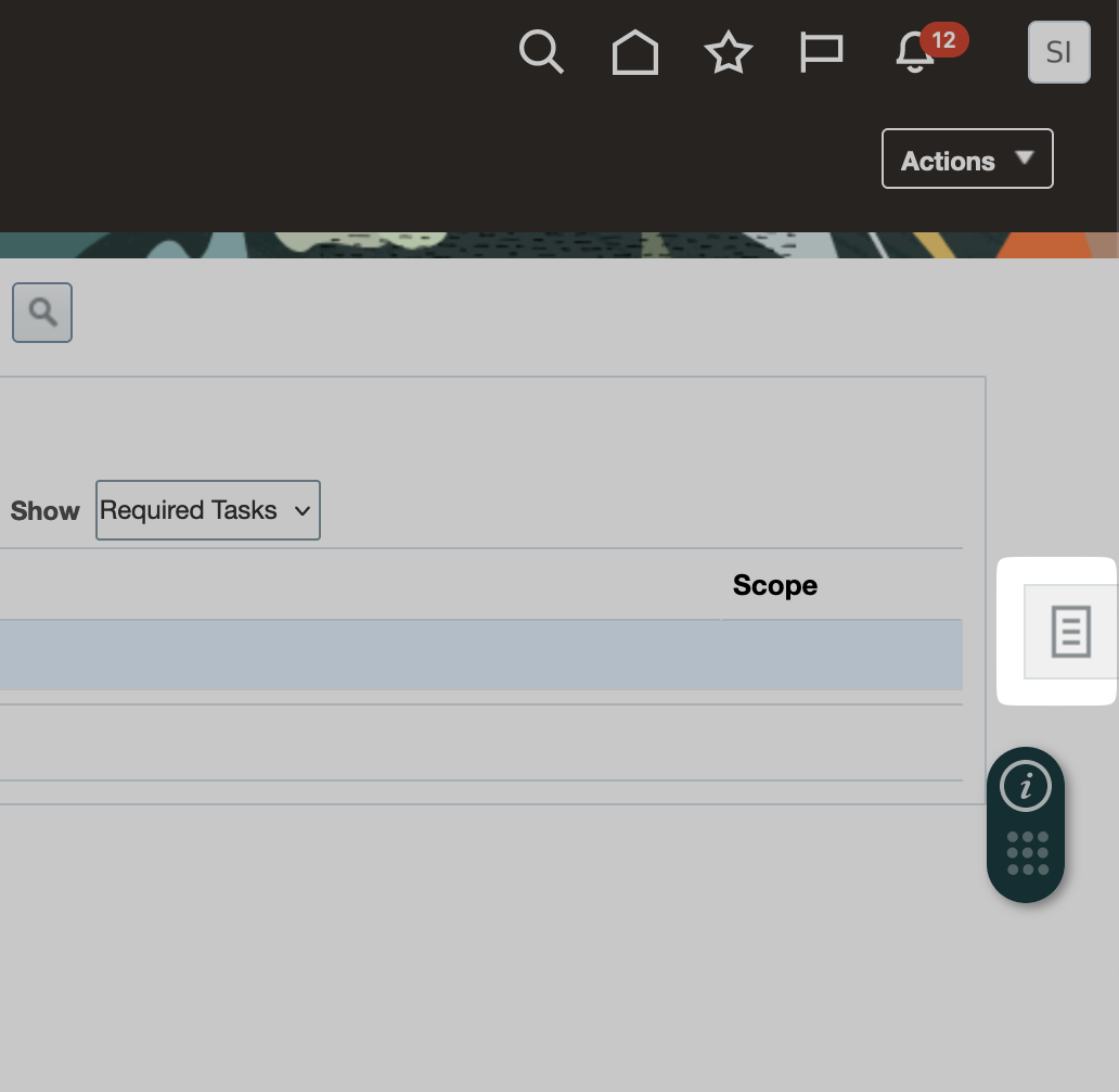 Opening the search panel