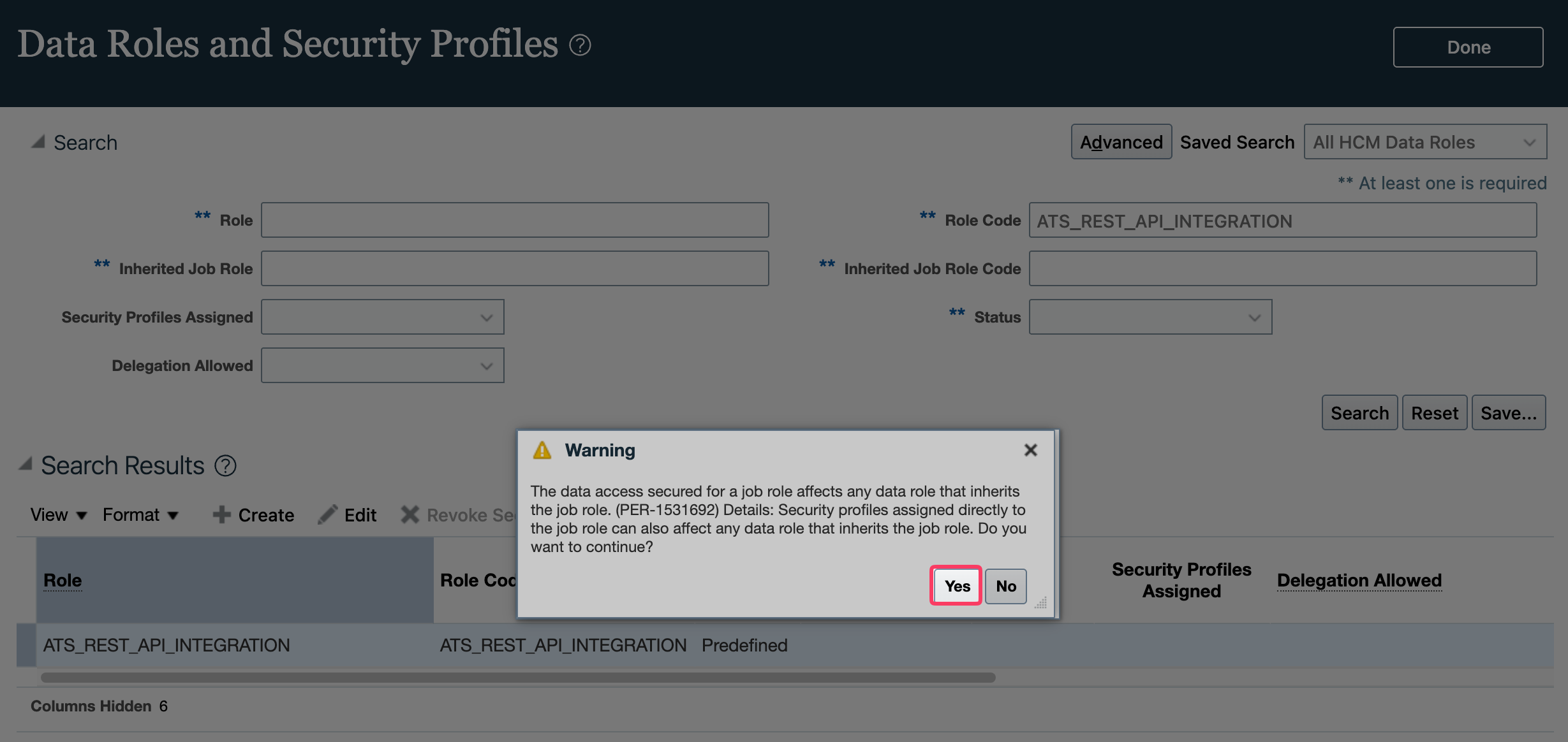 Confirmation prompt