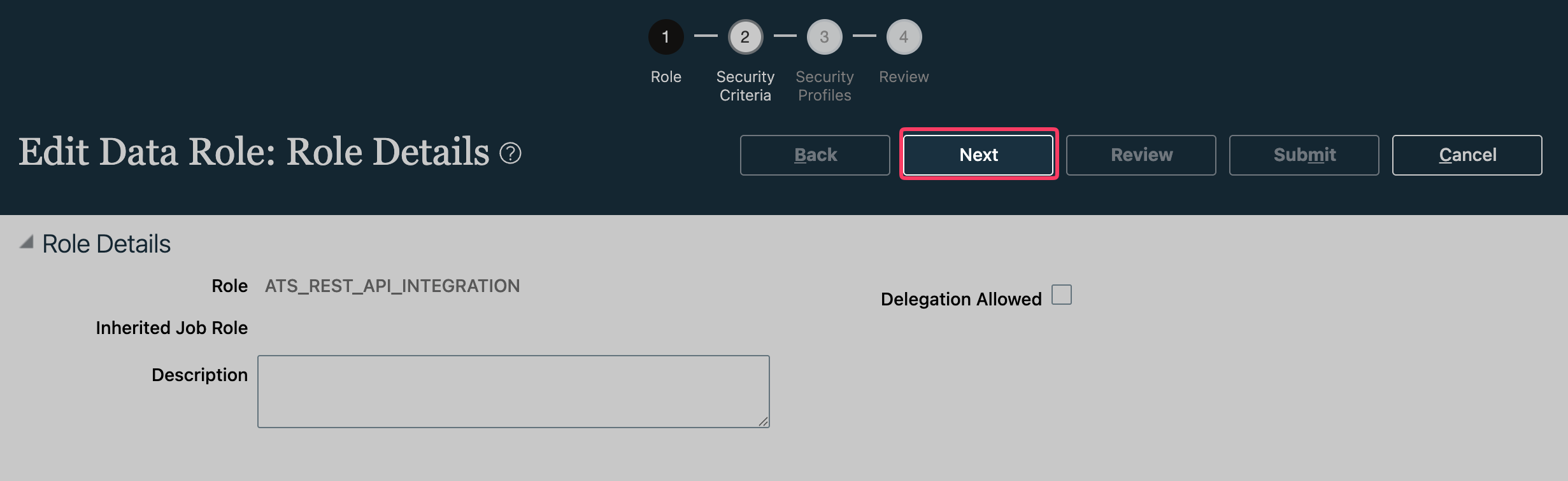 Next button on step 1