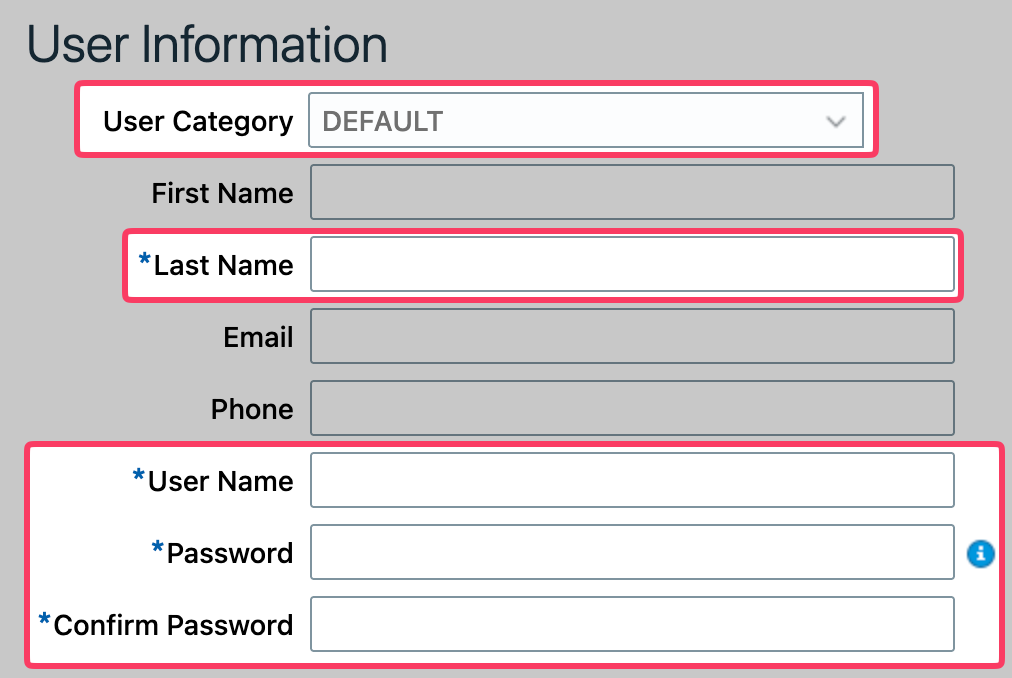User account details