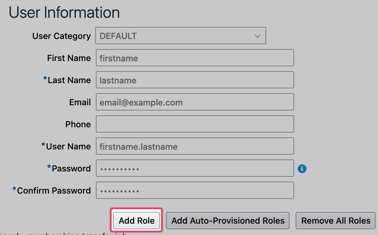 Add Role button