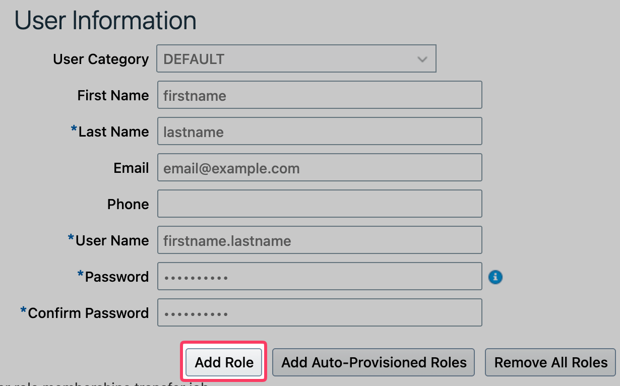 Add Role button