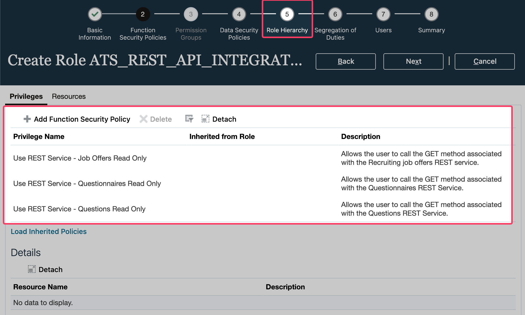 Adding the privileges from the connection flow