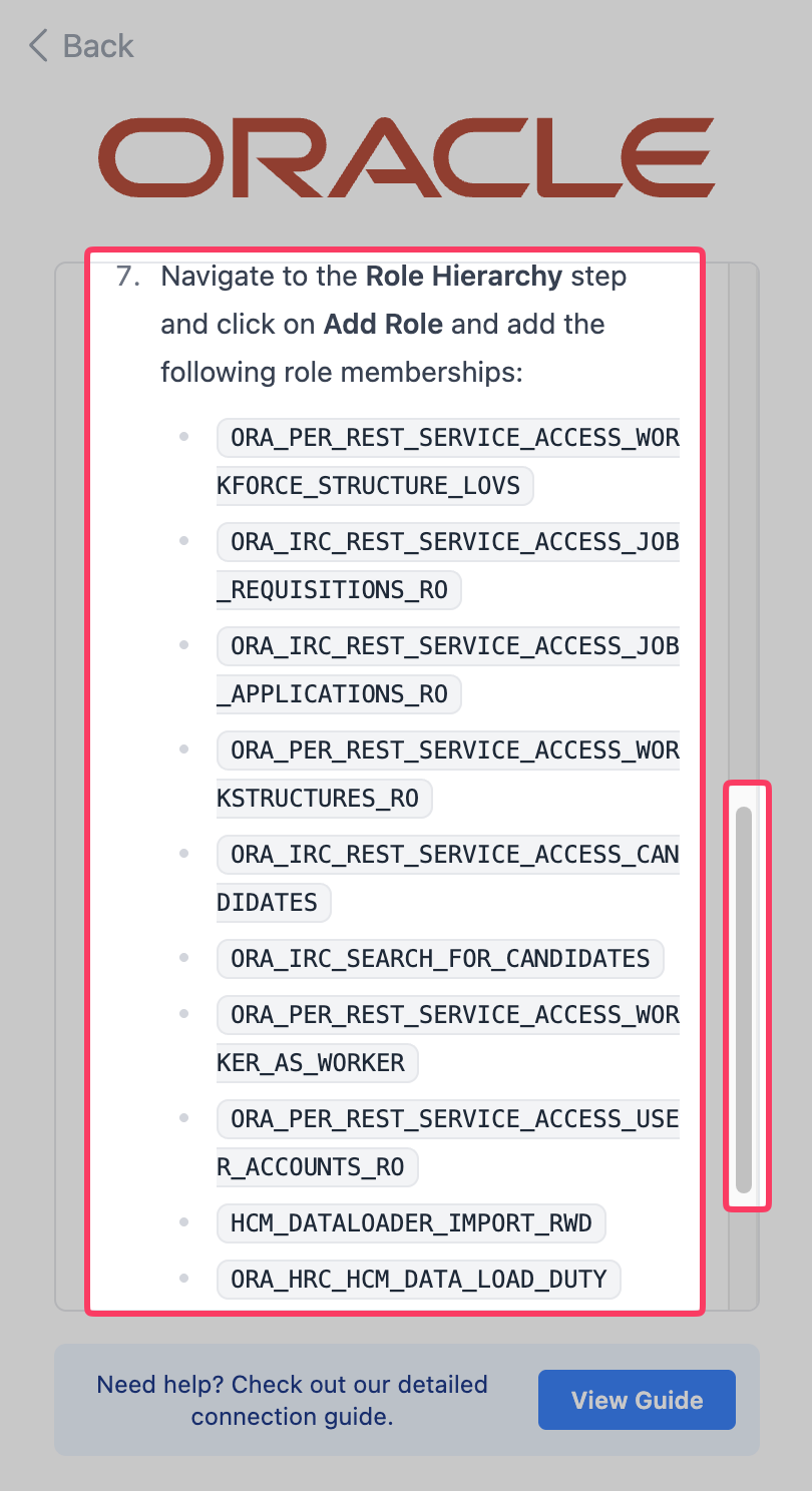Role Hierarchy step