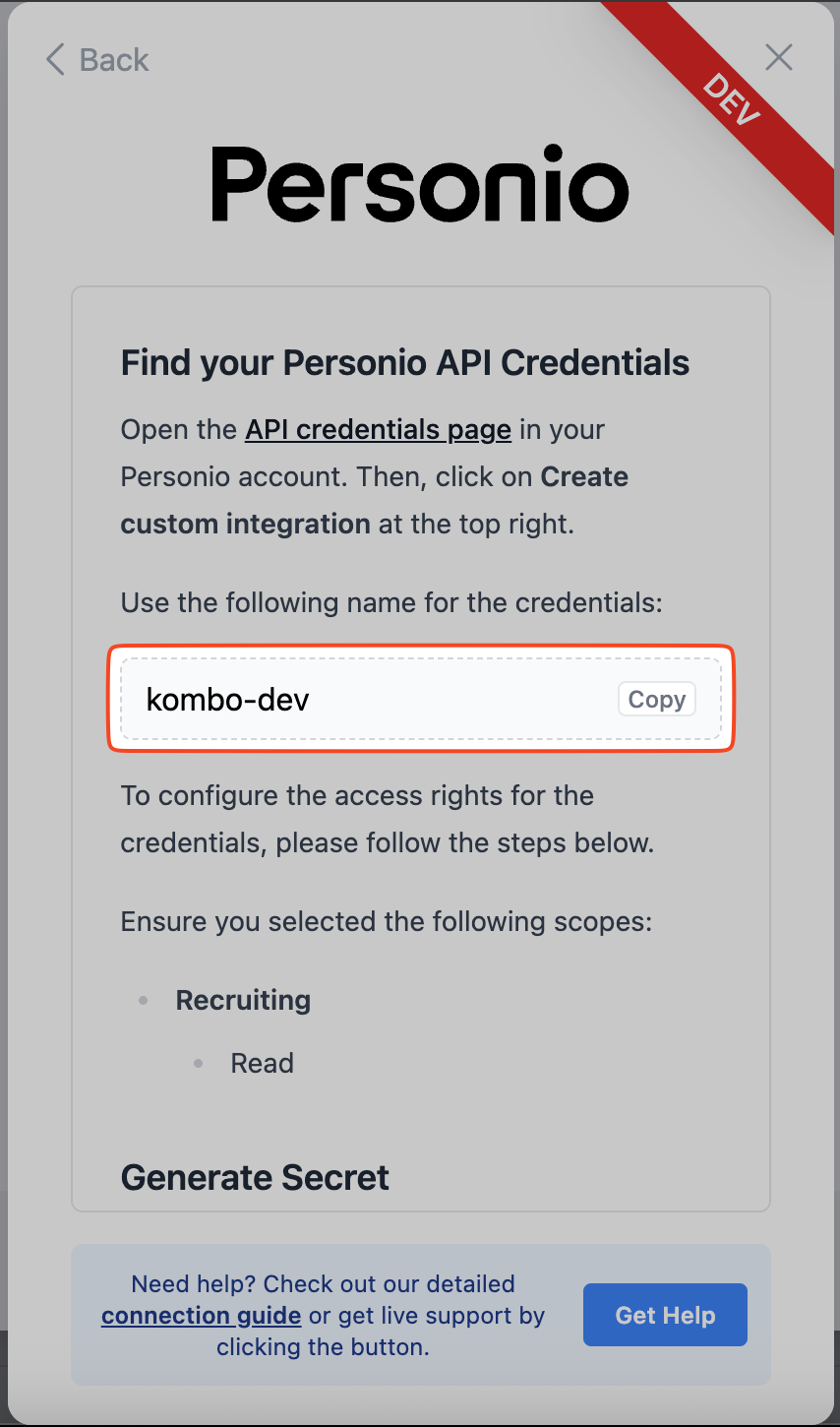 Integration name shown in the connection flow