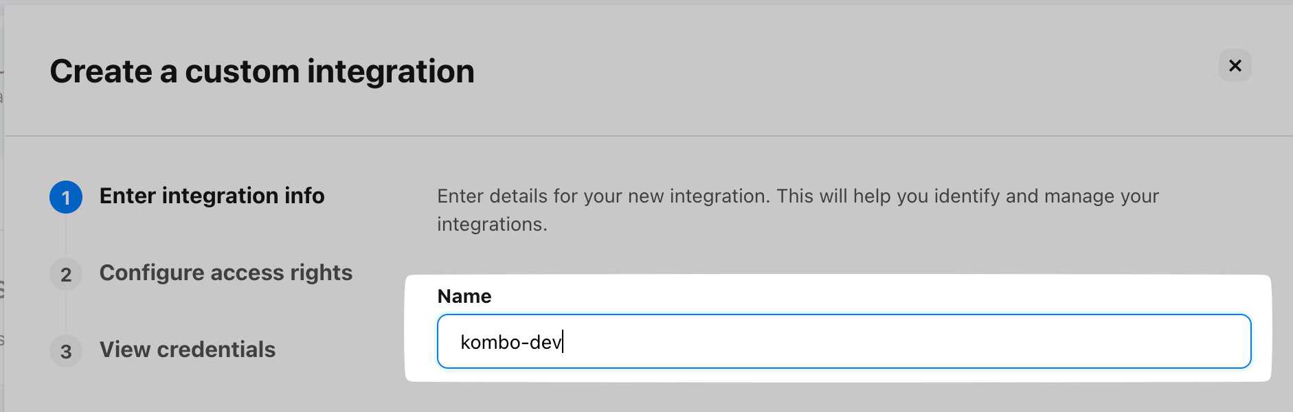 Pasting the integration name into Personio