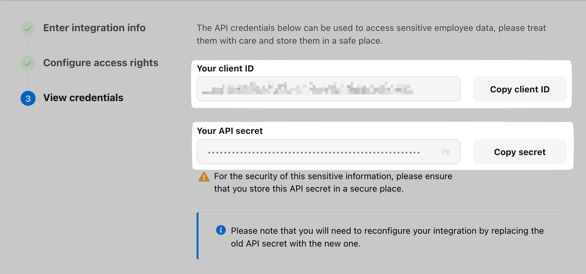 Client ID and API Secret in Personio