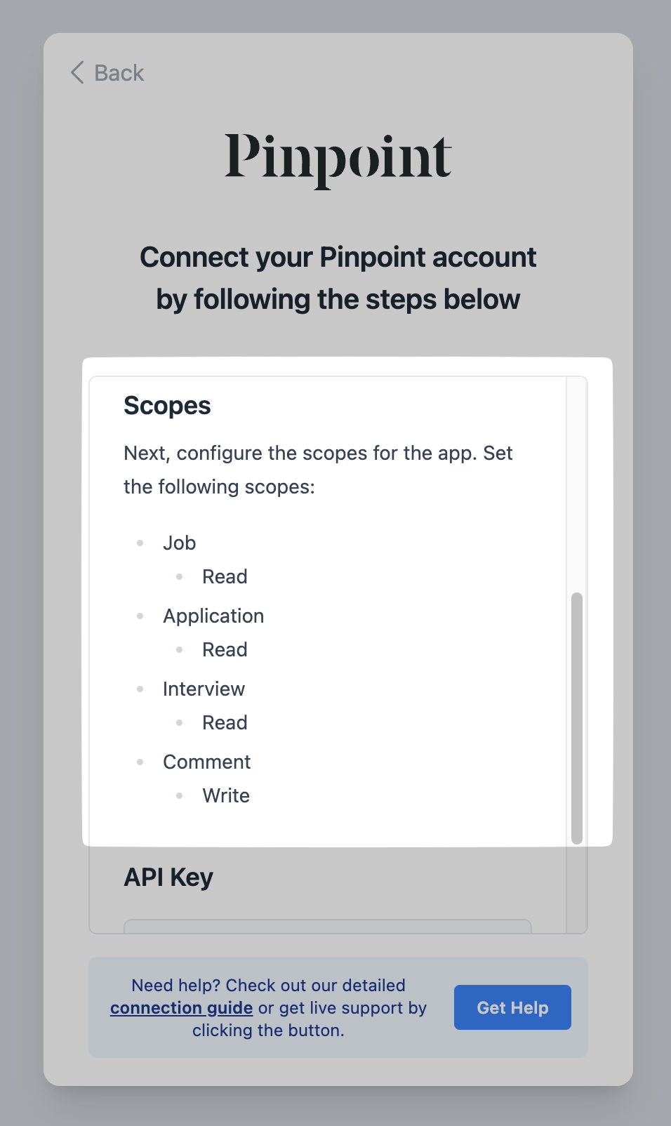 Selecting the permissions shown in the connection flow