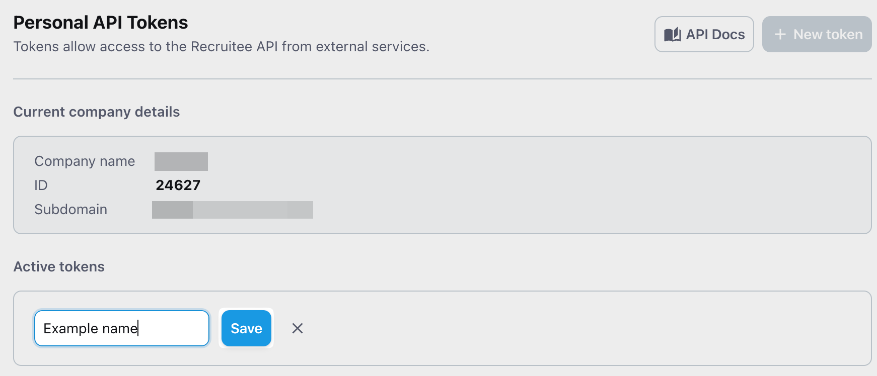 Naming the new API token