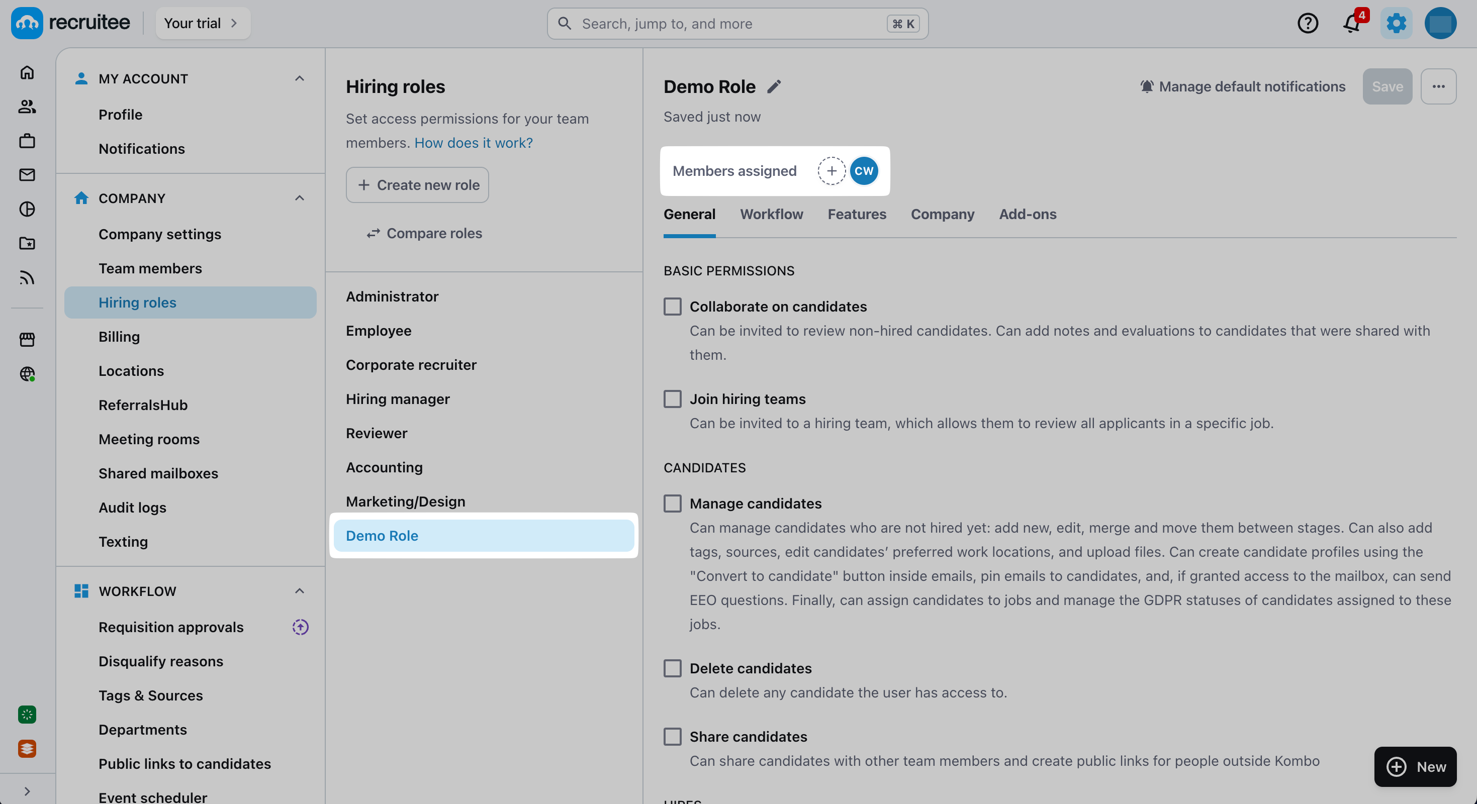 Creating or editing a hiring role