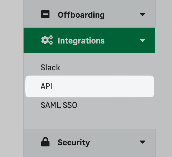 API in the drop-down