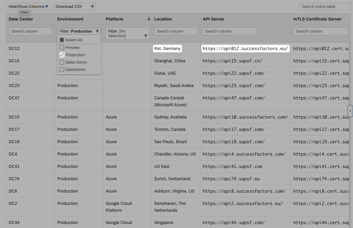 Selecting the API domain for your location