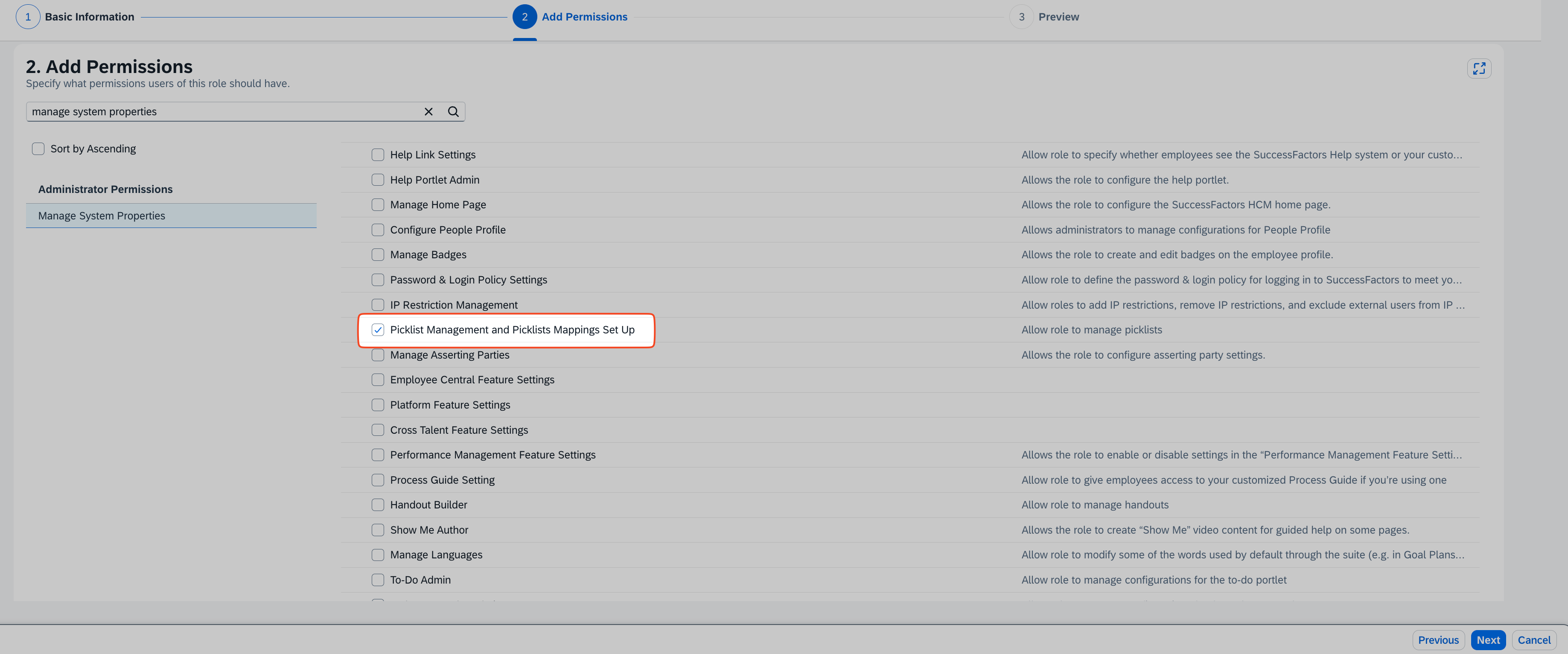 Permissions checked in the category