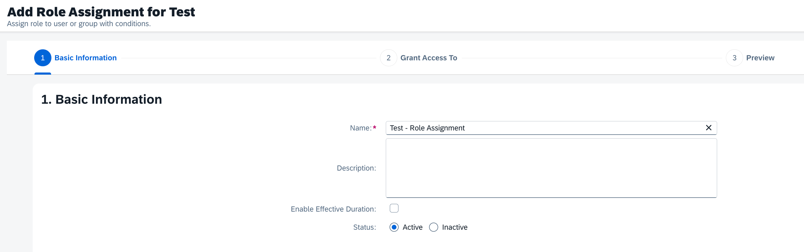 Naming the role assignment