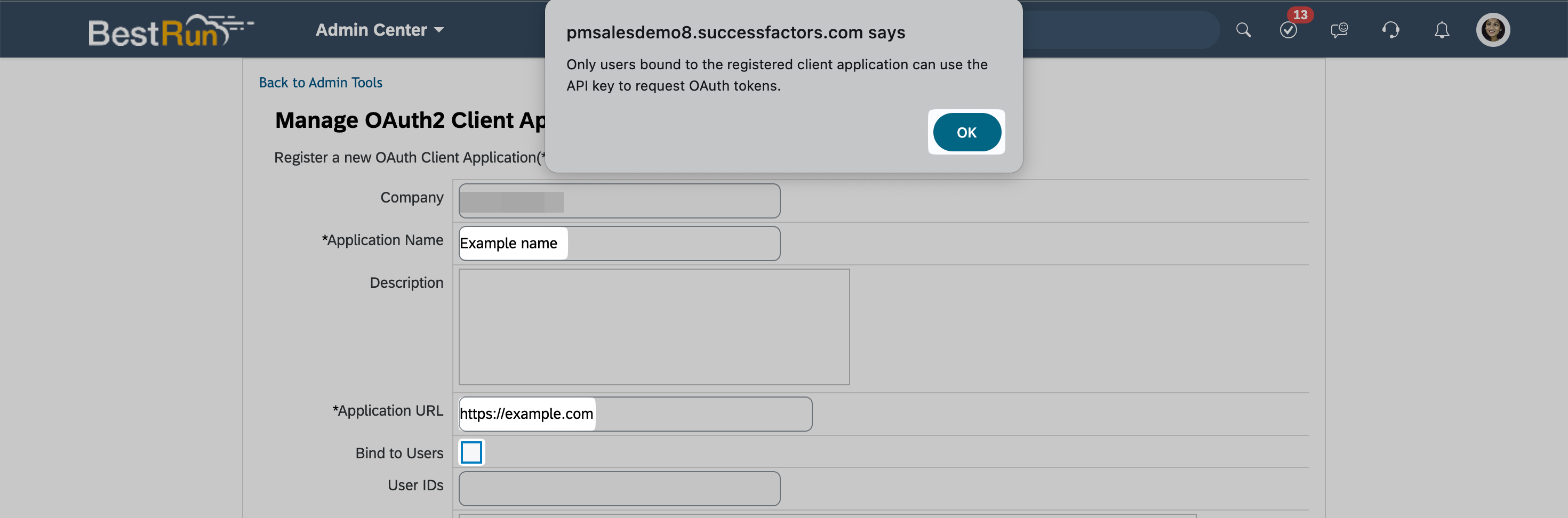 Registering the client application