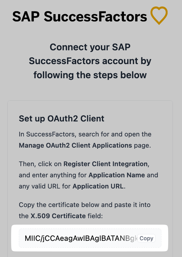 Certificate provided in the connection flow