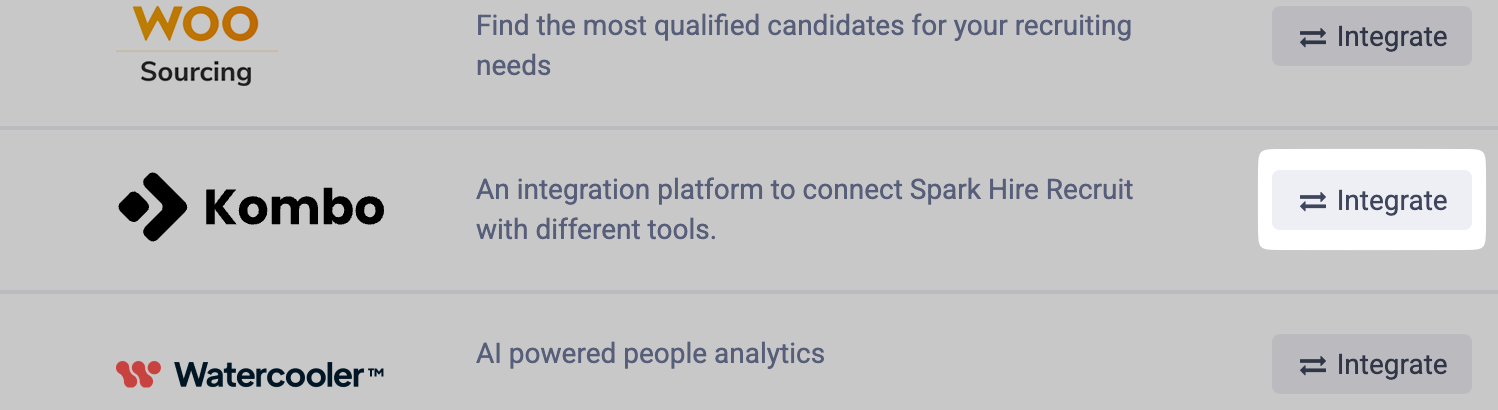 Integrate button under Sourcing Tools