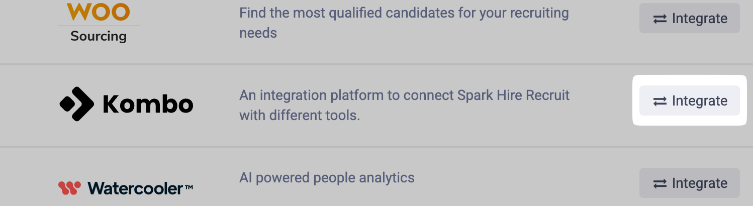 Integrate button under Sourcing Tools