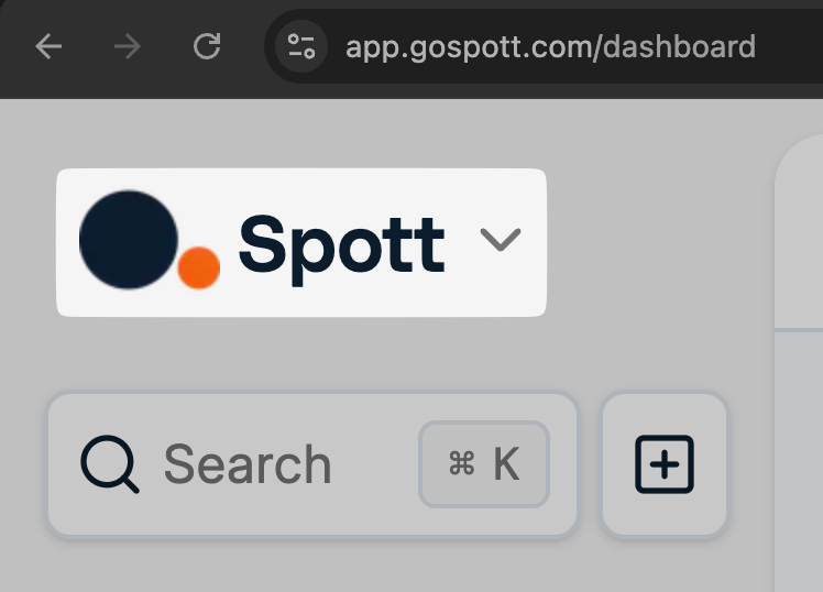 Spott logo in the top left corner of the dashboard