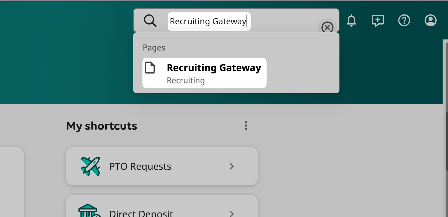 Searching for Recruiting Gateway in UKG Pro