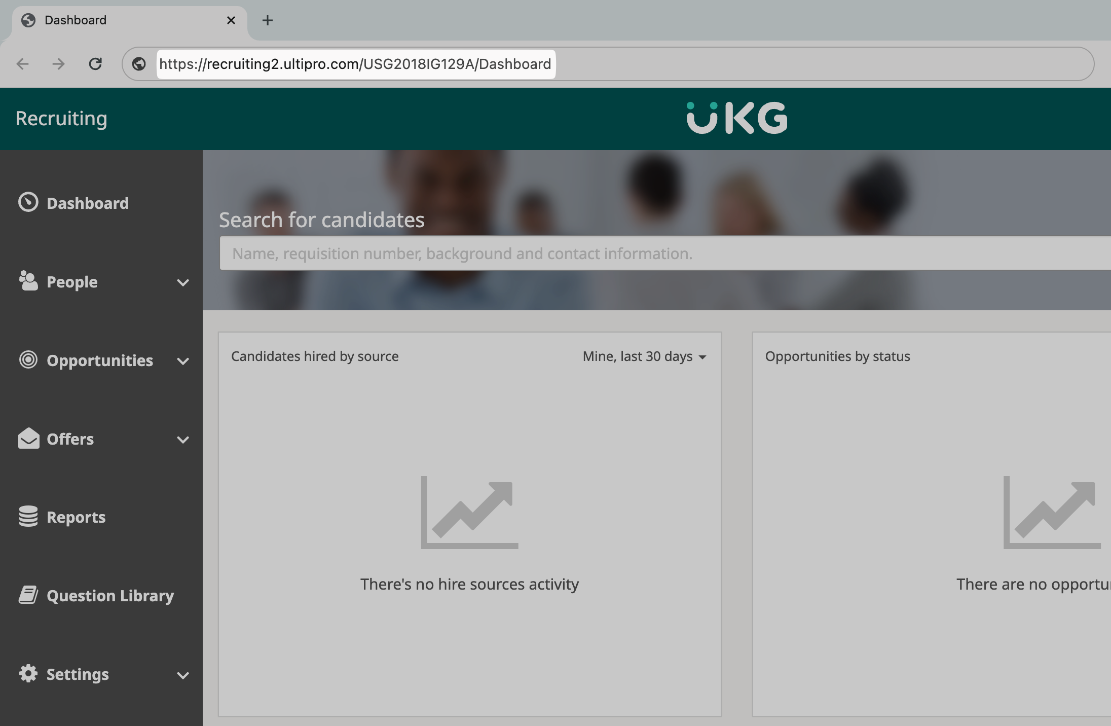 Copying the recruiting dashboard URL