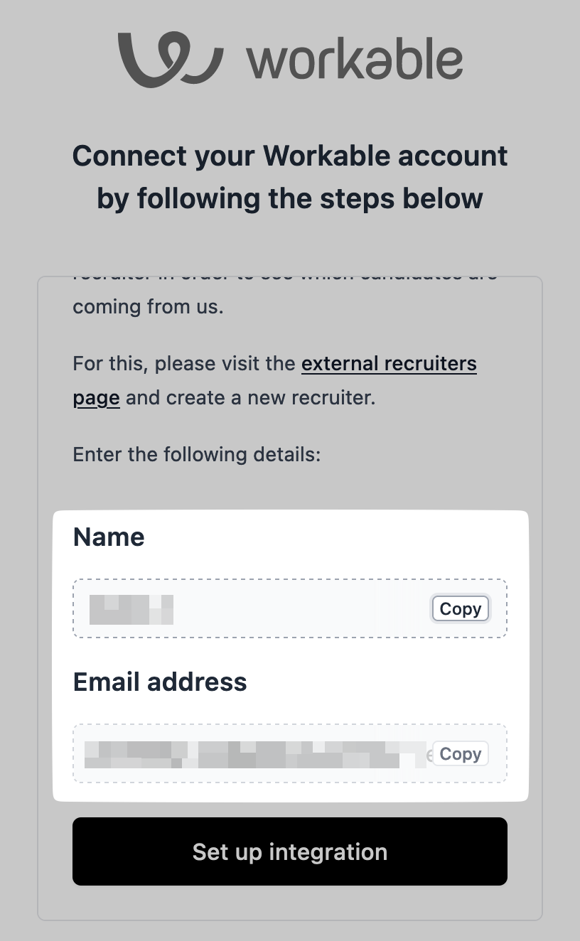 Name and email values provided in the connection flow