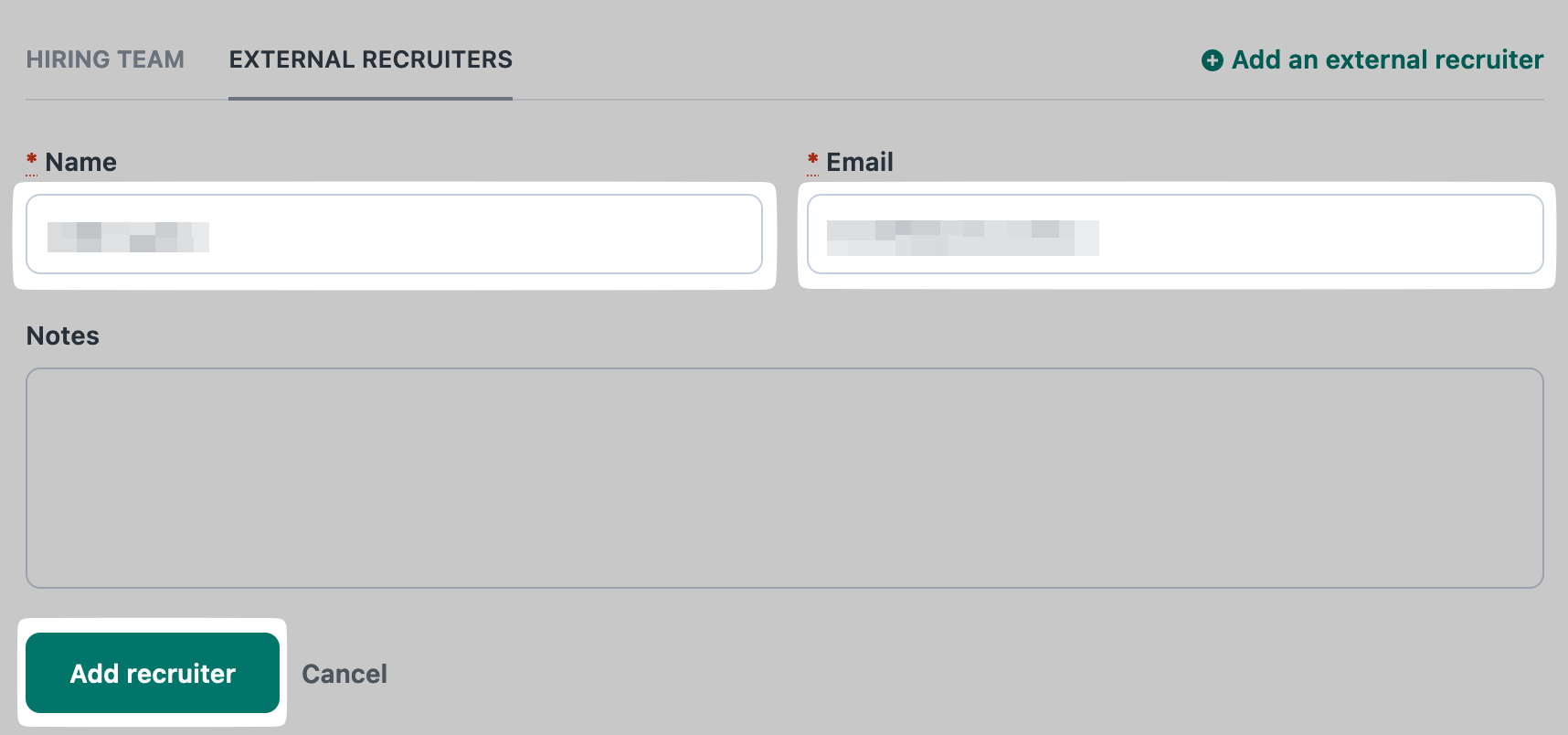 Adding the external recruiter