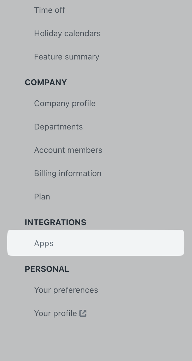 Apps option in the left menu bar