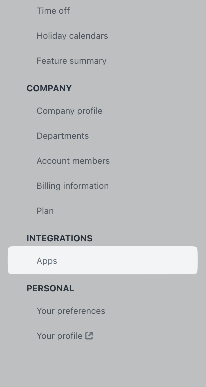 Apps option in the left menu bar