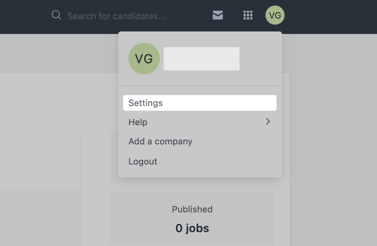 Settings under the profile circle